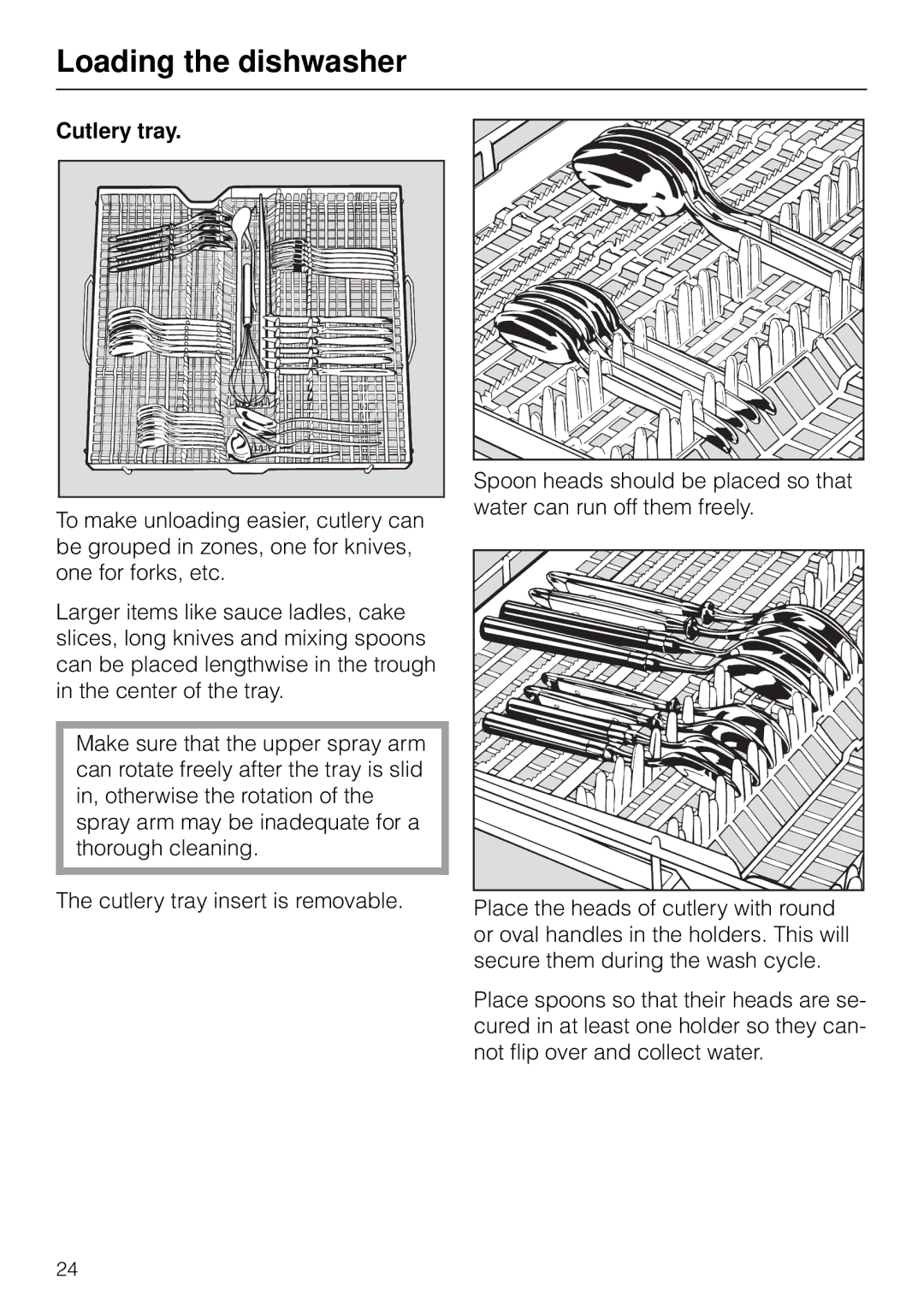 Miele G 890 manual Cutlery tray 