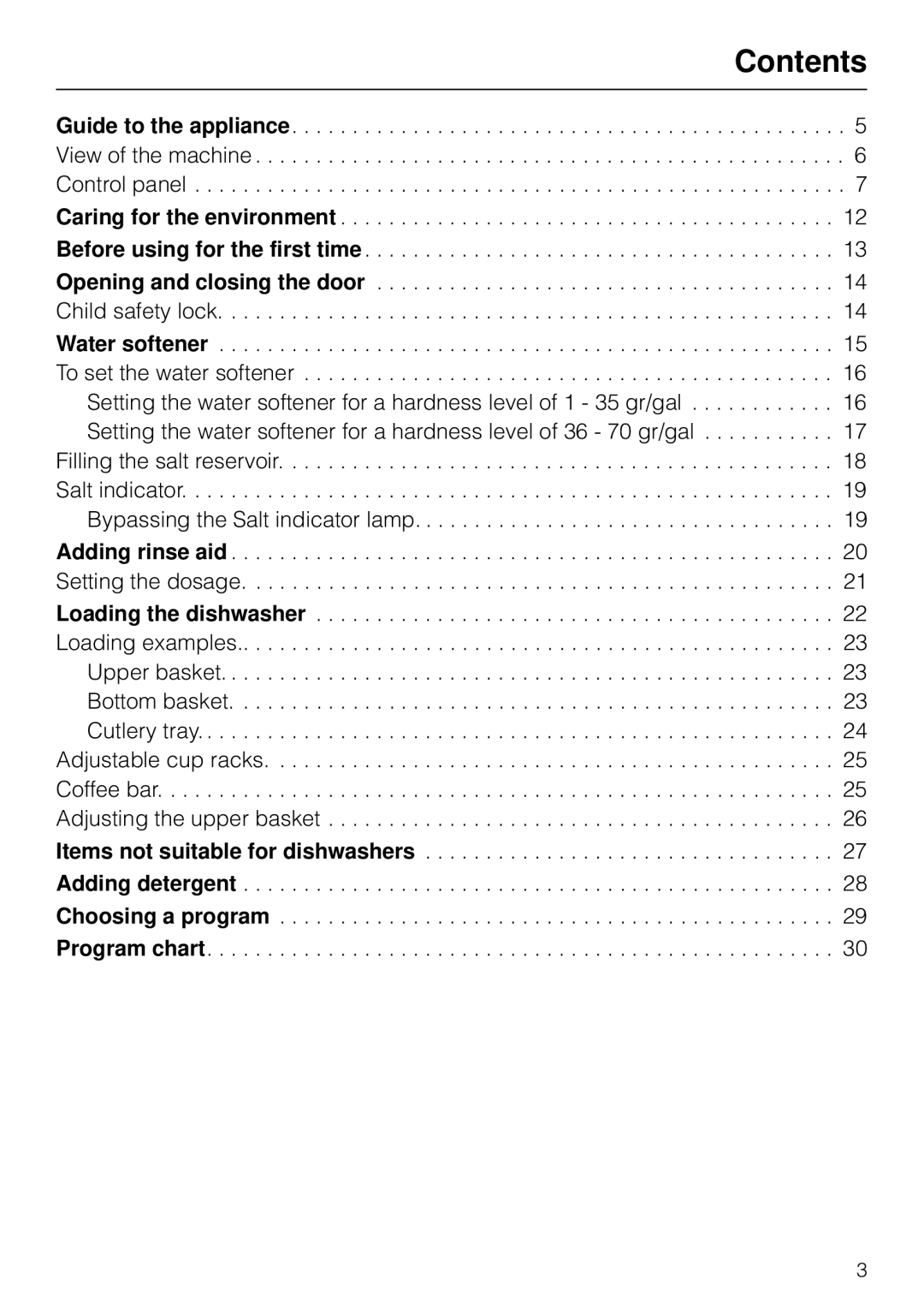 Miele G 890 manual Contents 