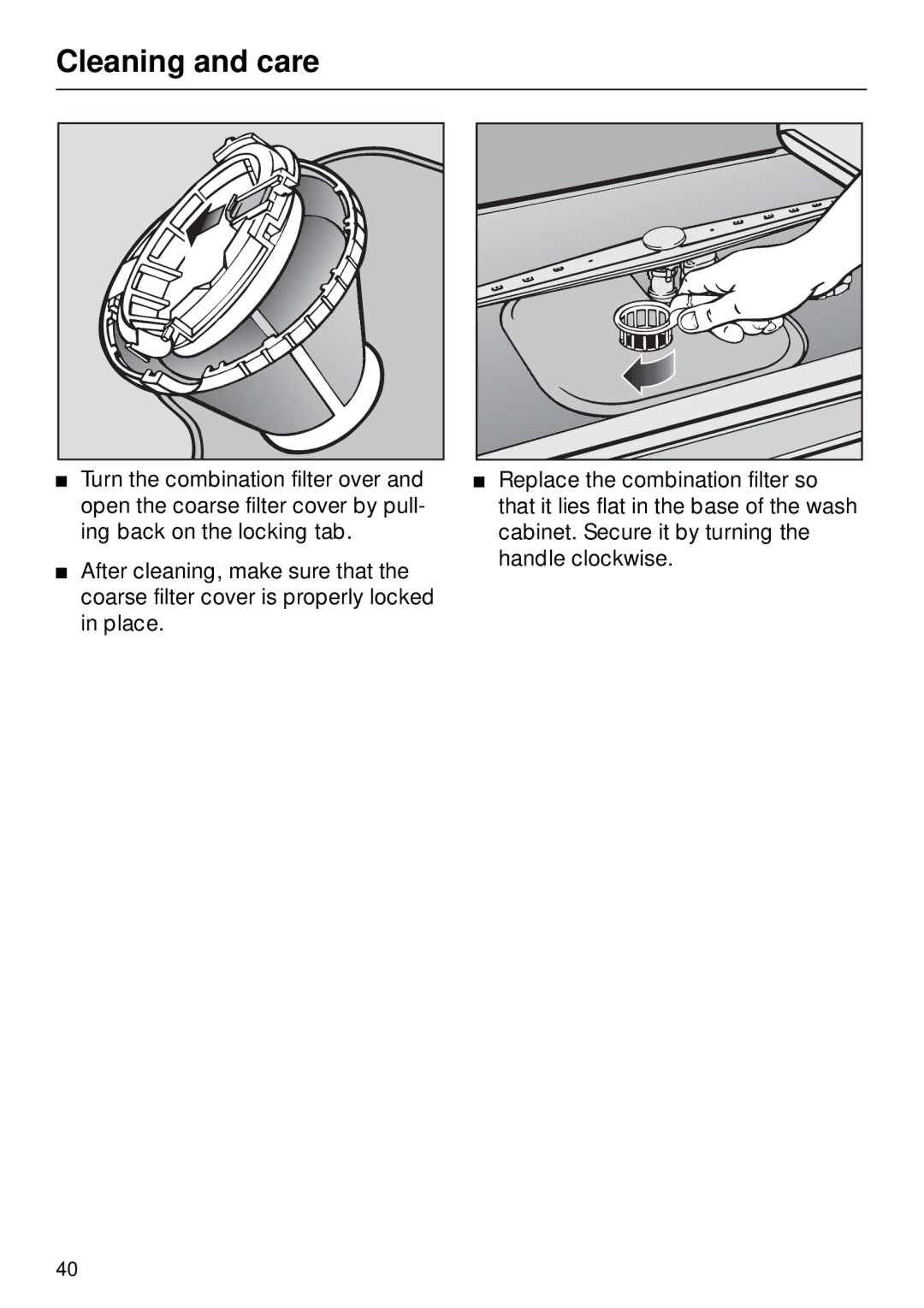 Miele G 890 manual Cleaning and care 