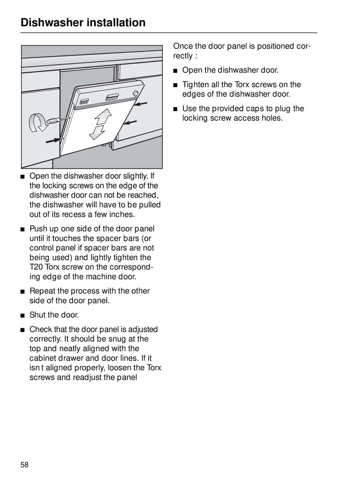 Miele G 890 manual Dishwasher installation 