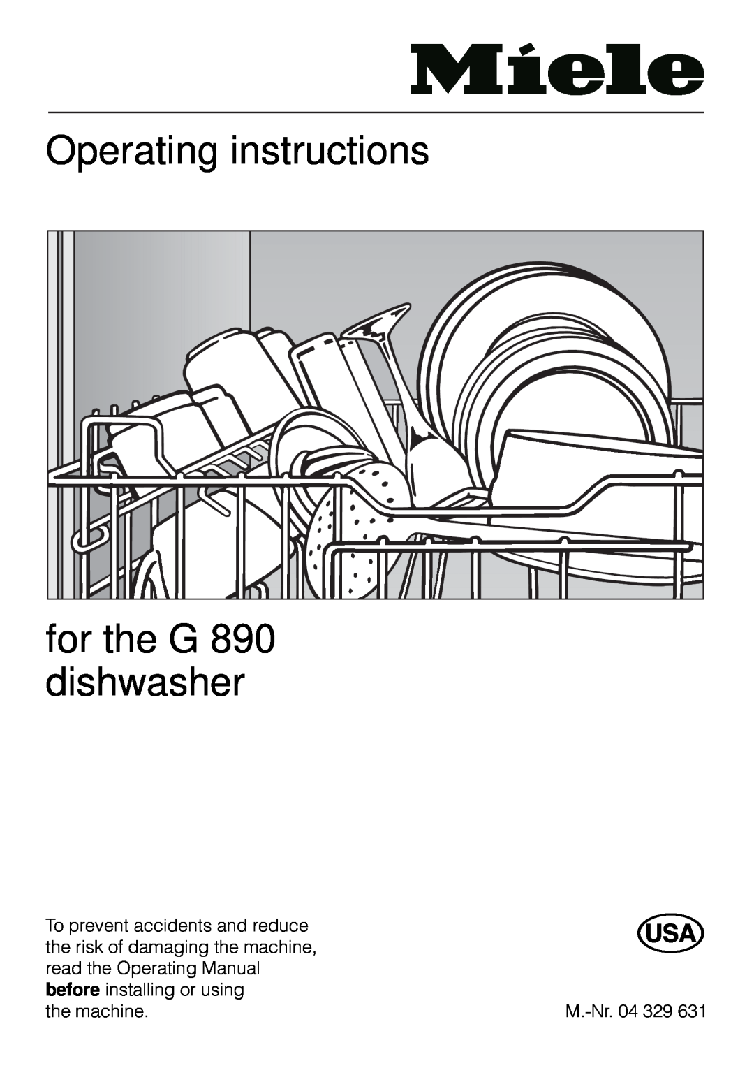 Miele manual Operating instructions for the G 890 dishwasher 