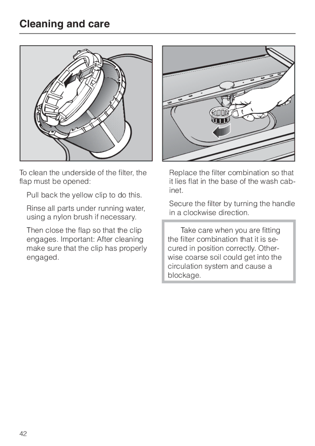 Miele G 8XX, G 6XX operating instructions Cleaning and care 