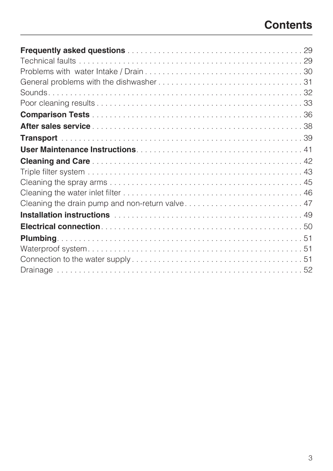 Miele G 1182, G2182 manual Contents 