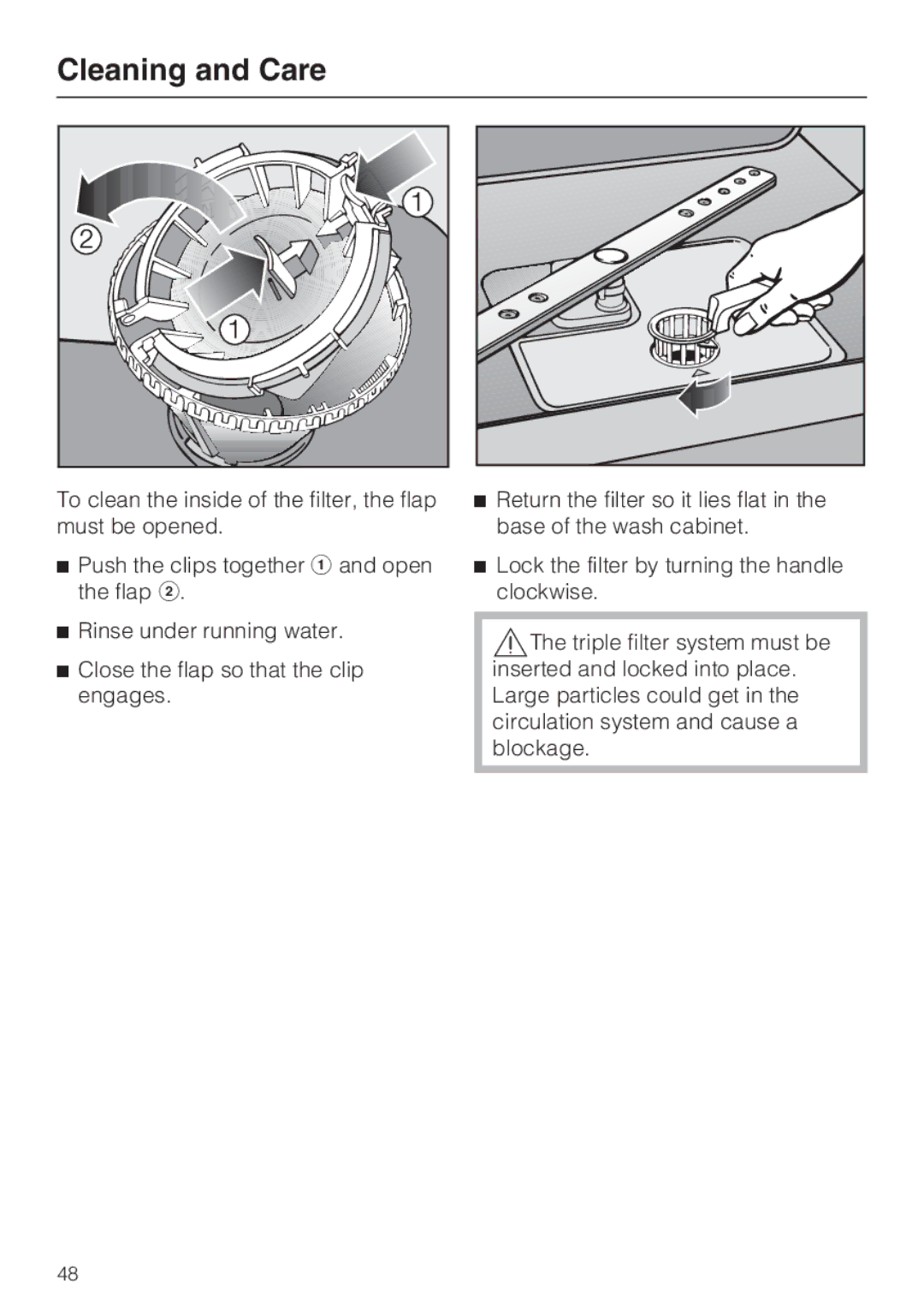 Miele G4286, G4281 manual Cleaning and Care 