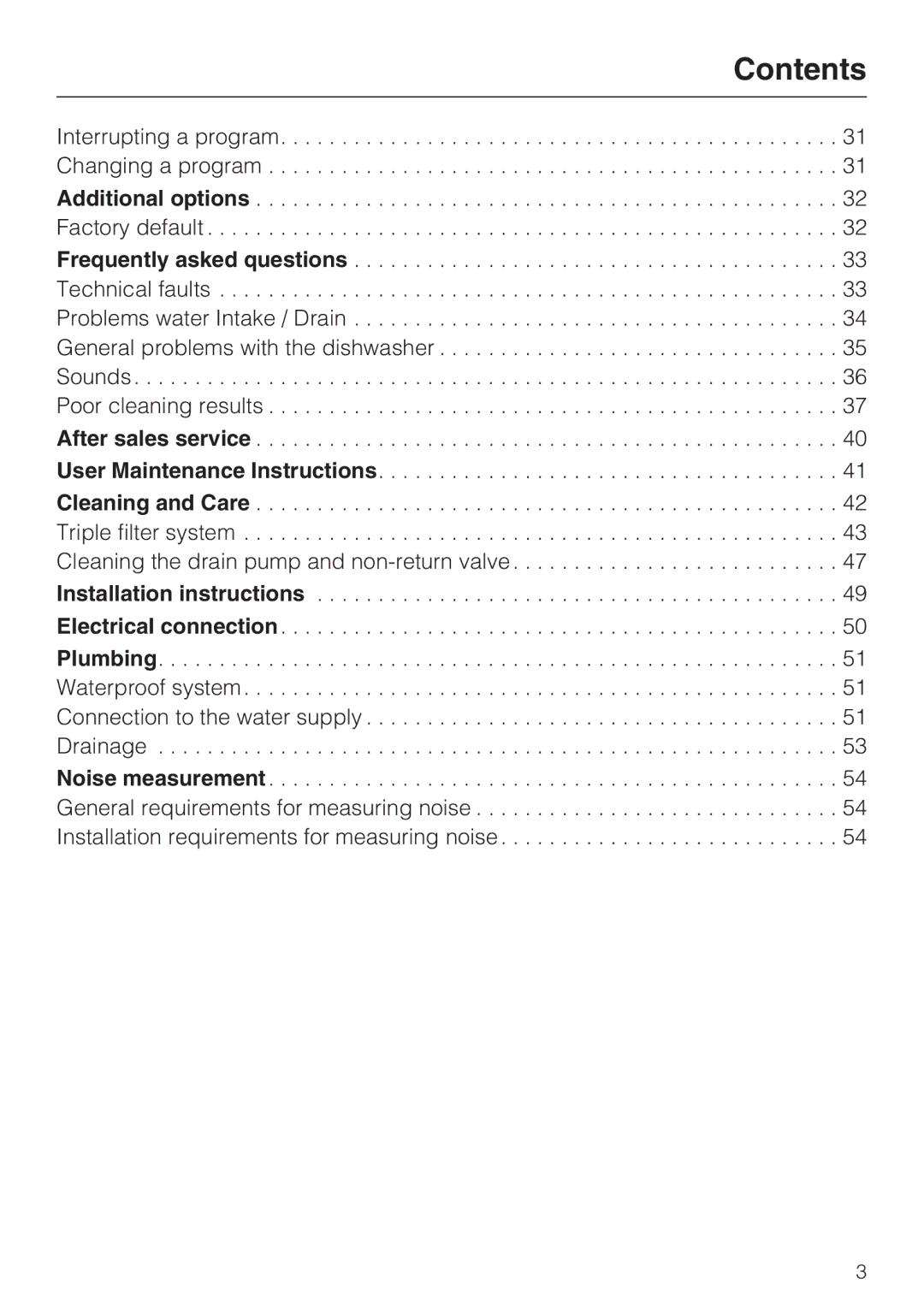 Miele G4510 manual Contents 