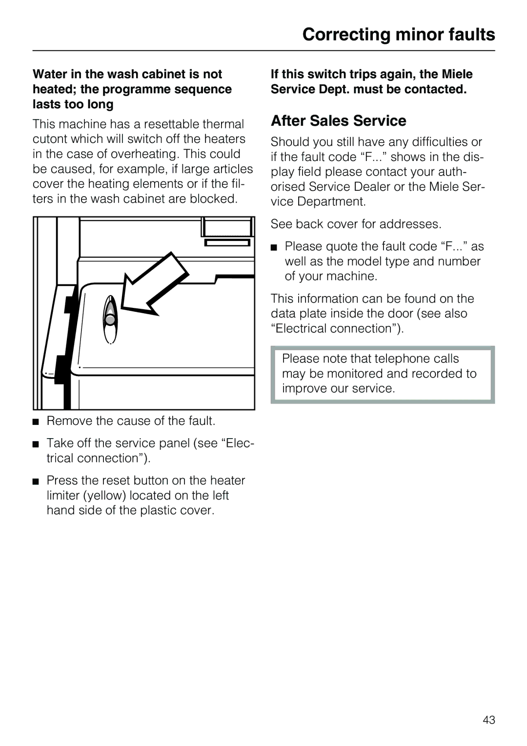 Miele G7859 manual After Sales Service 