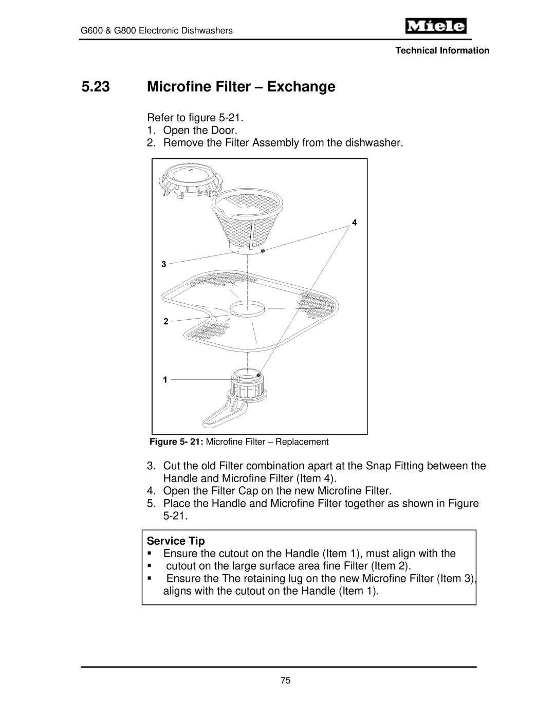 Miele G600, G800 manual Microfine Filter Exchange, Microfine Filter Replacement 