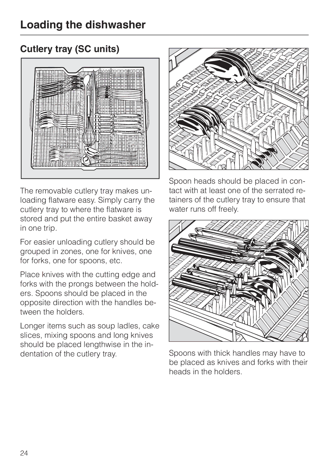 Miele G843VI, G843SCVI, G643SCVI manual Cutlery tray SC units 