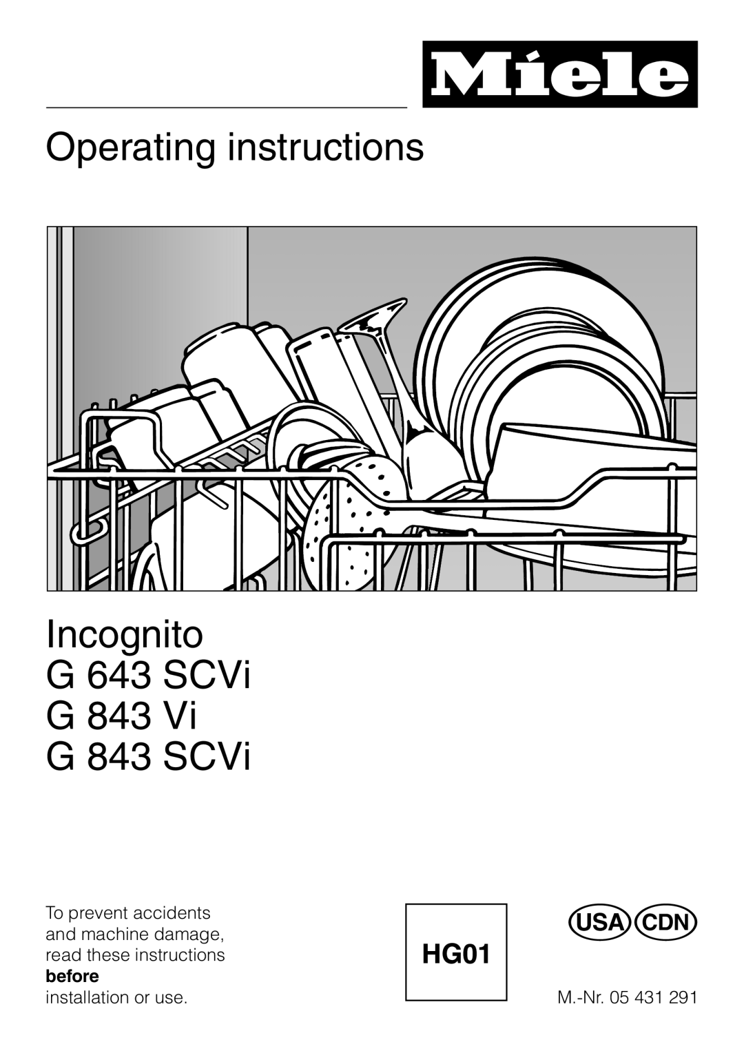 Miele G843SCVI, G843VI, G643SCVI manual Operating instructions, Incognito G 643 SCVi G 843 G 843 SCVi 