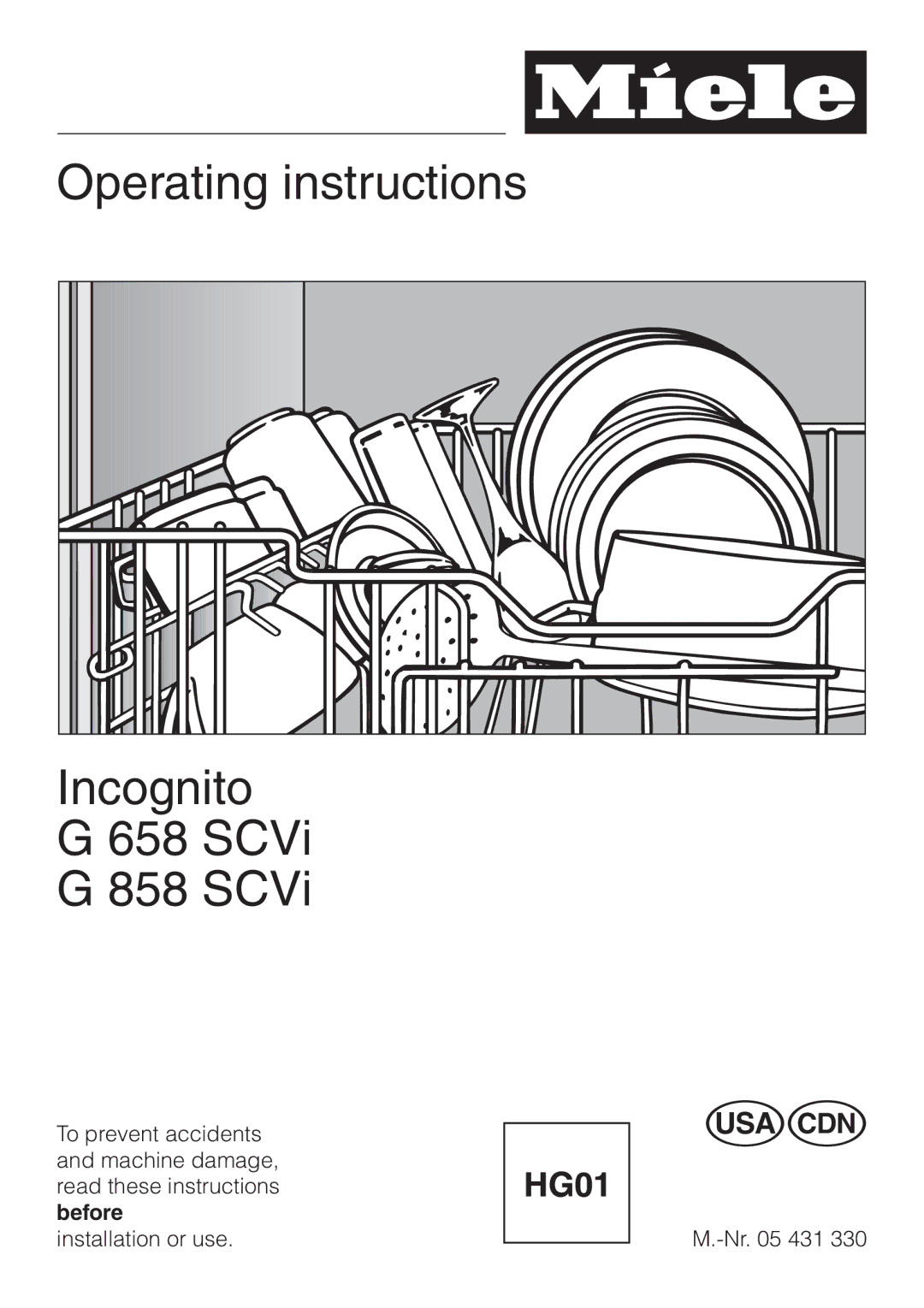 Miele G658SCVI, G858SCVI manual Operating instructions Incognito SCVi 