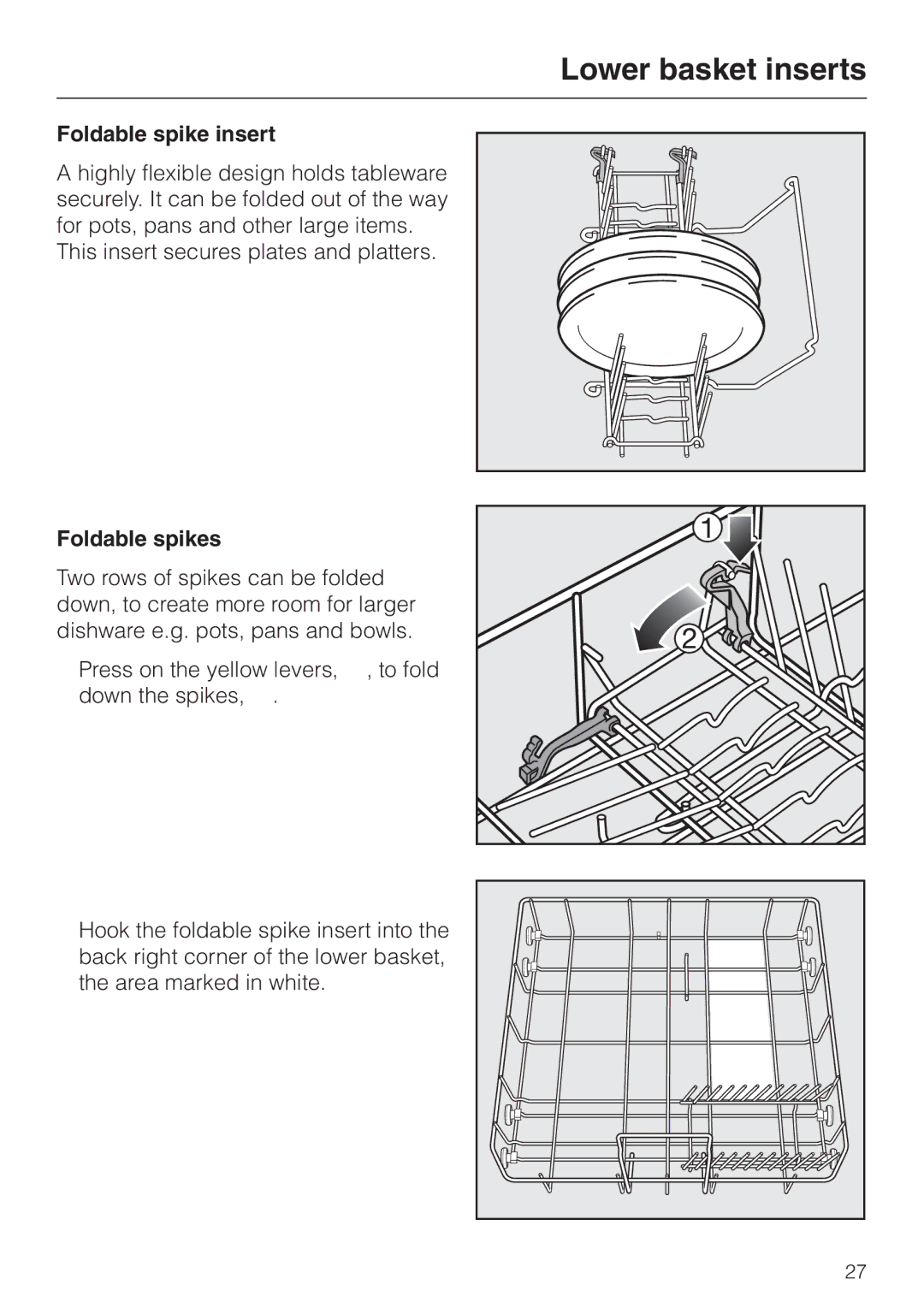 Miele G658SCVI, G858SCVI manual Foldable spike insert, Foldable spikes 