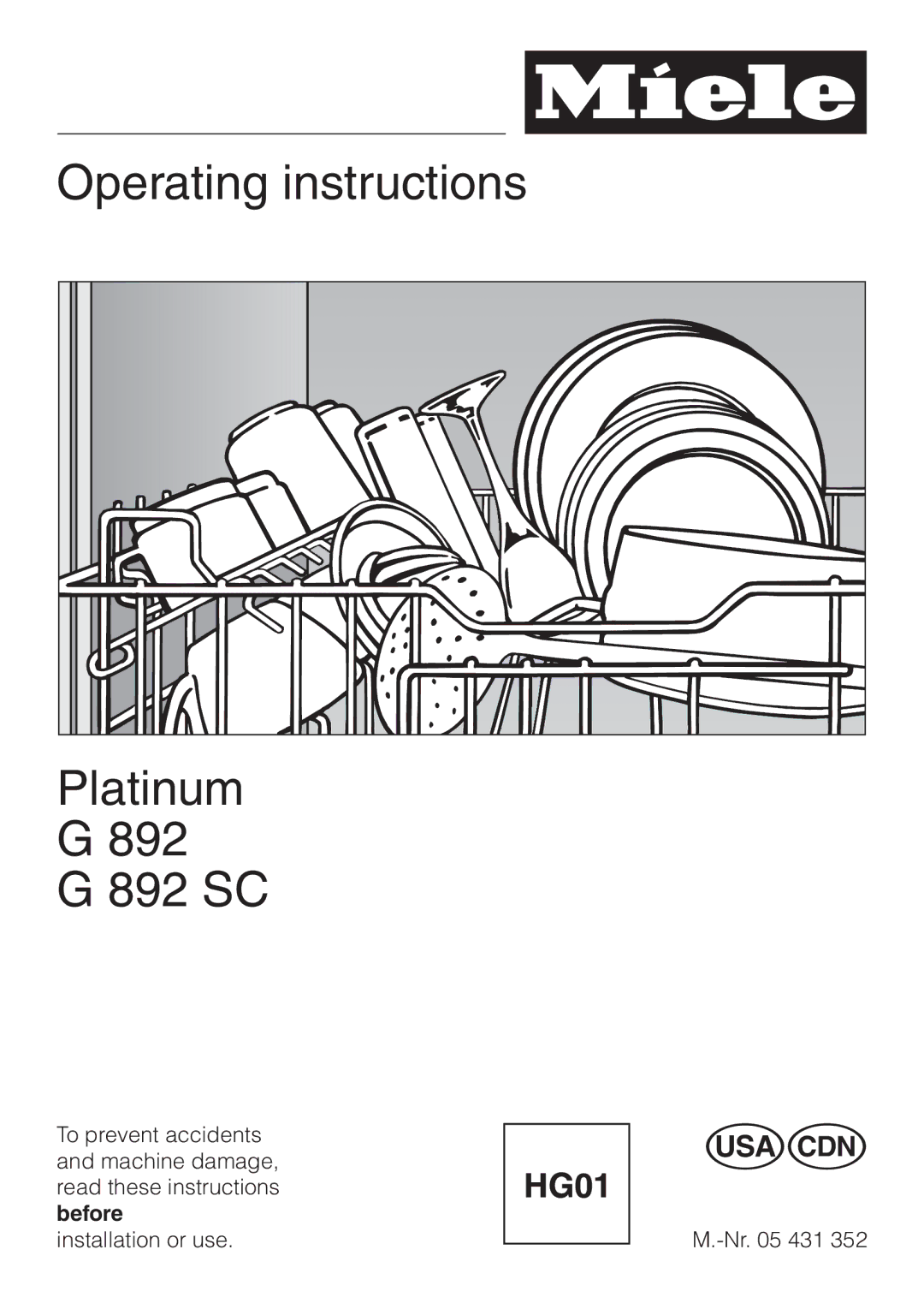 Miele G892SC operating instructions Operating instructions Platinum 892 892 SC 