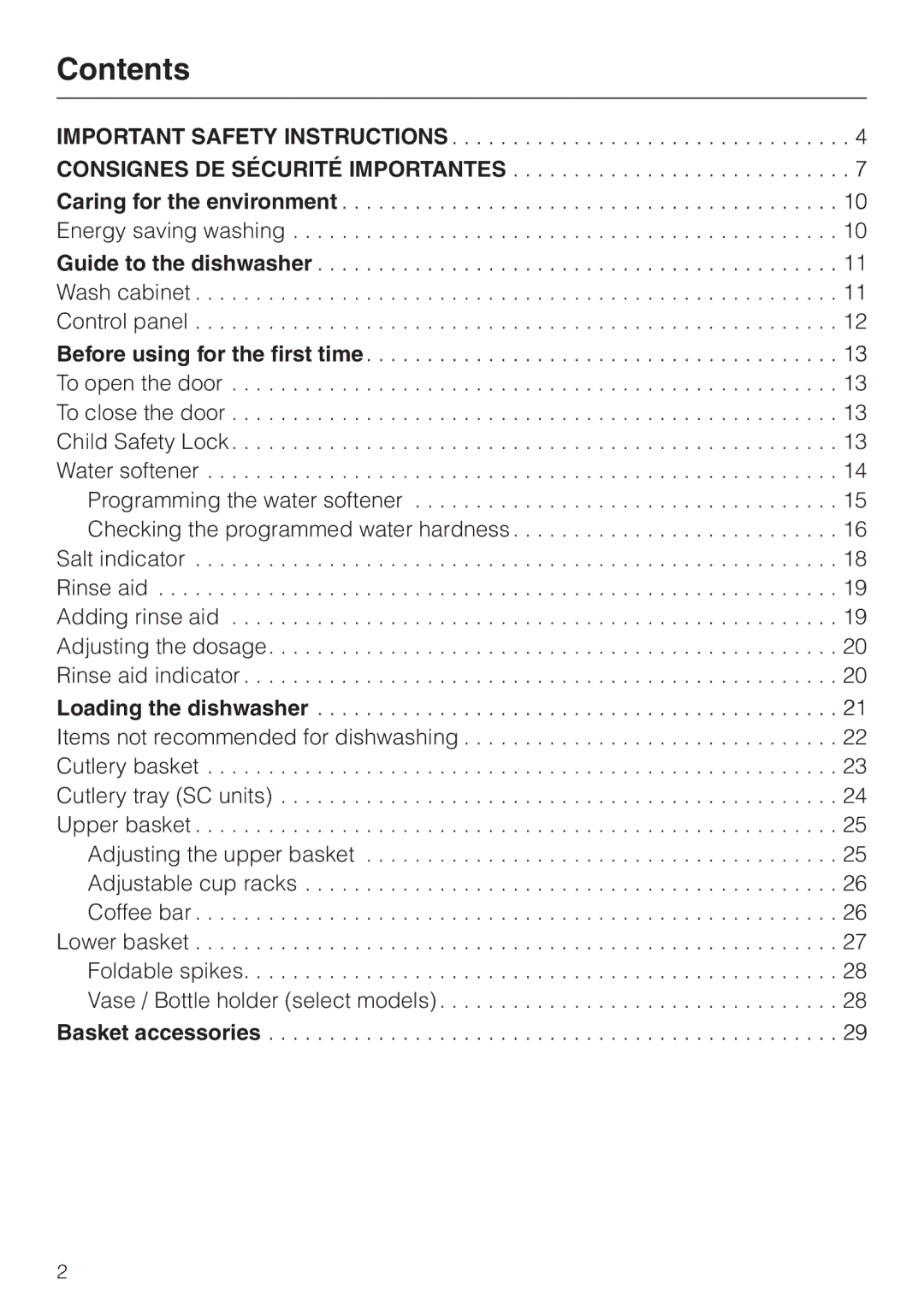 Miele G892us, G 892 SC manual Contents 