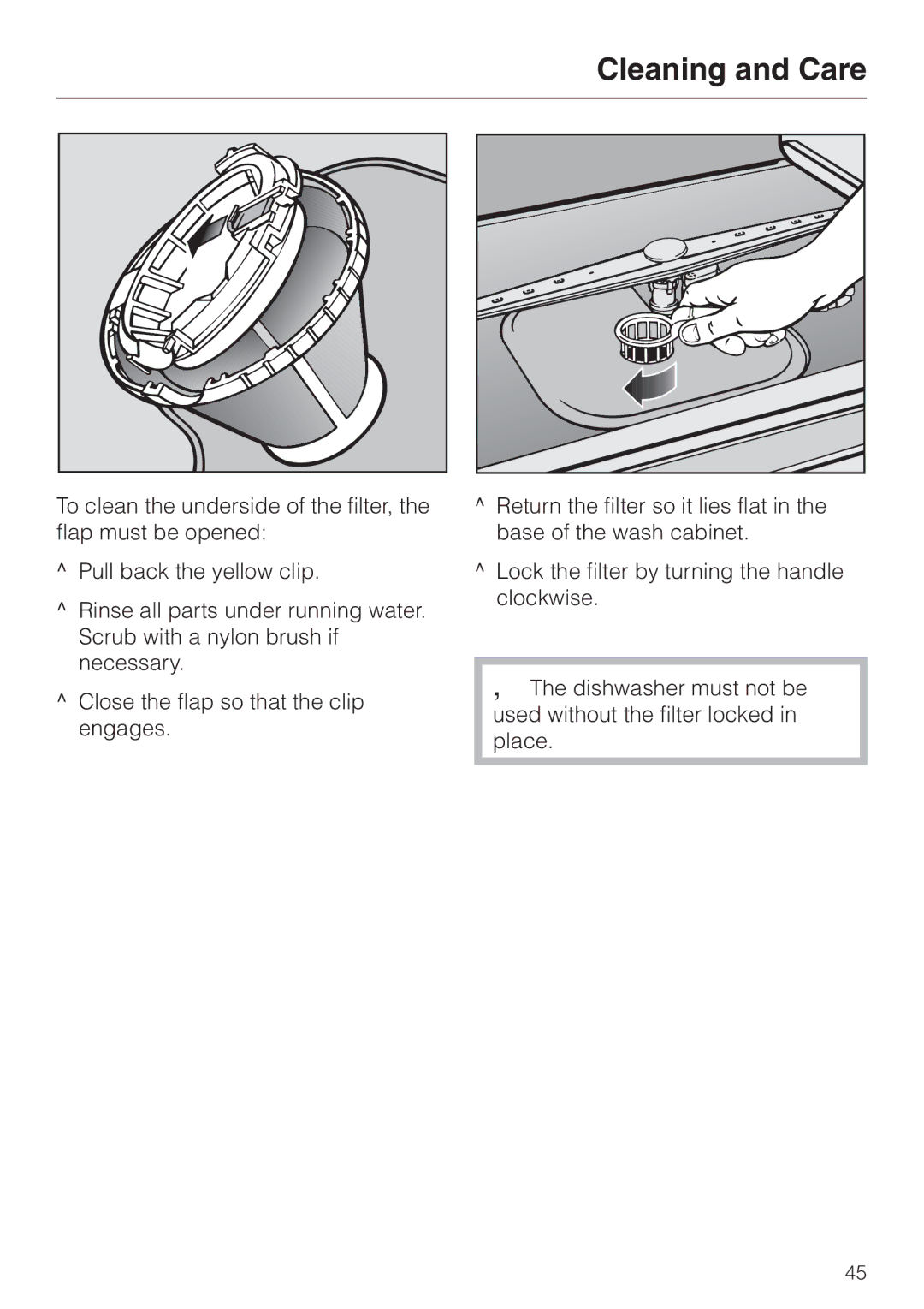 Miele G892us, G 892 SC manual Cleaning and Care 