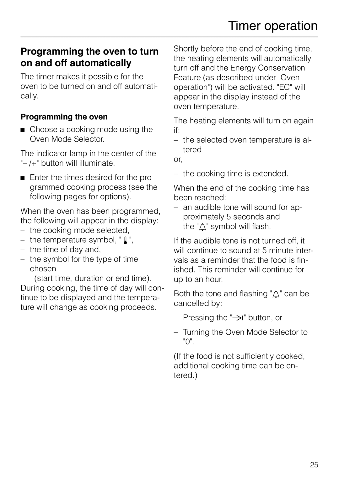 Miele H 277 B, H 267 B manual Programming the oven to turn on and off automatically 