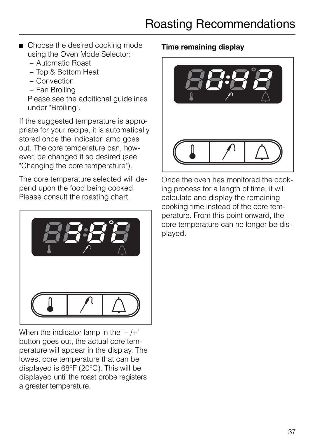 Miele H 277 B, H 267 B manual Time remaining display 