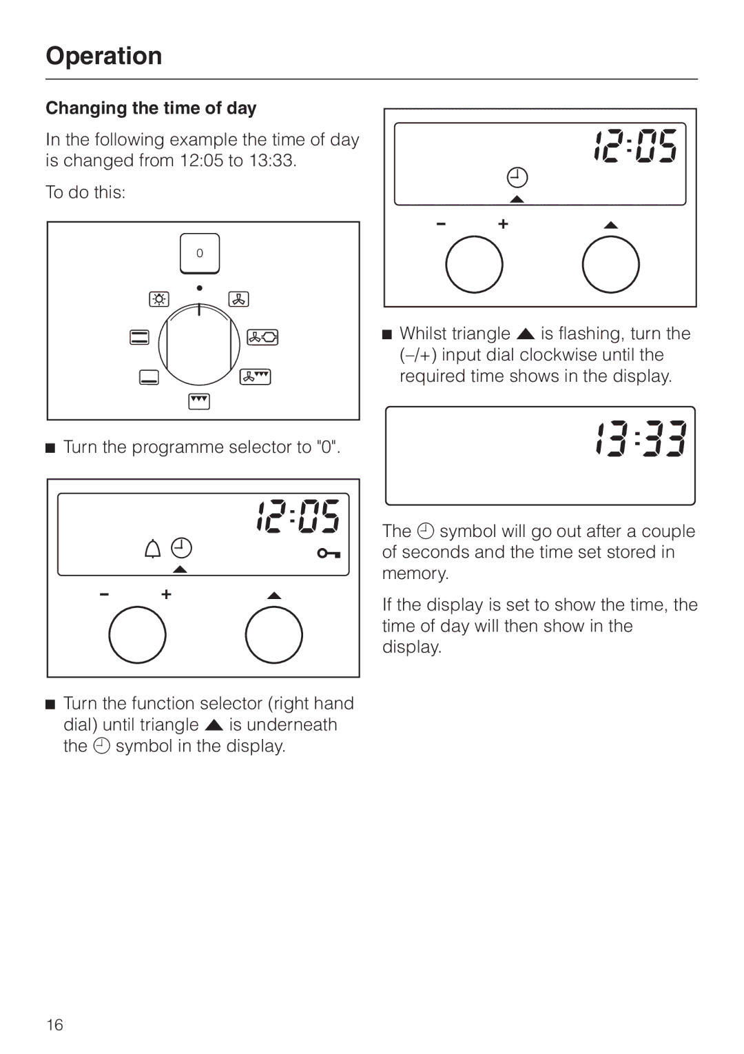 Miele H 344-2 B, H334B manual Changing the time of day 