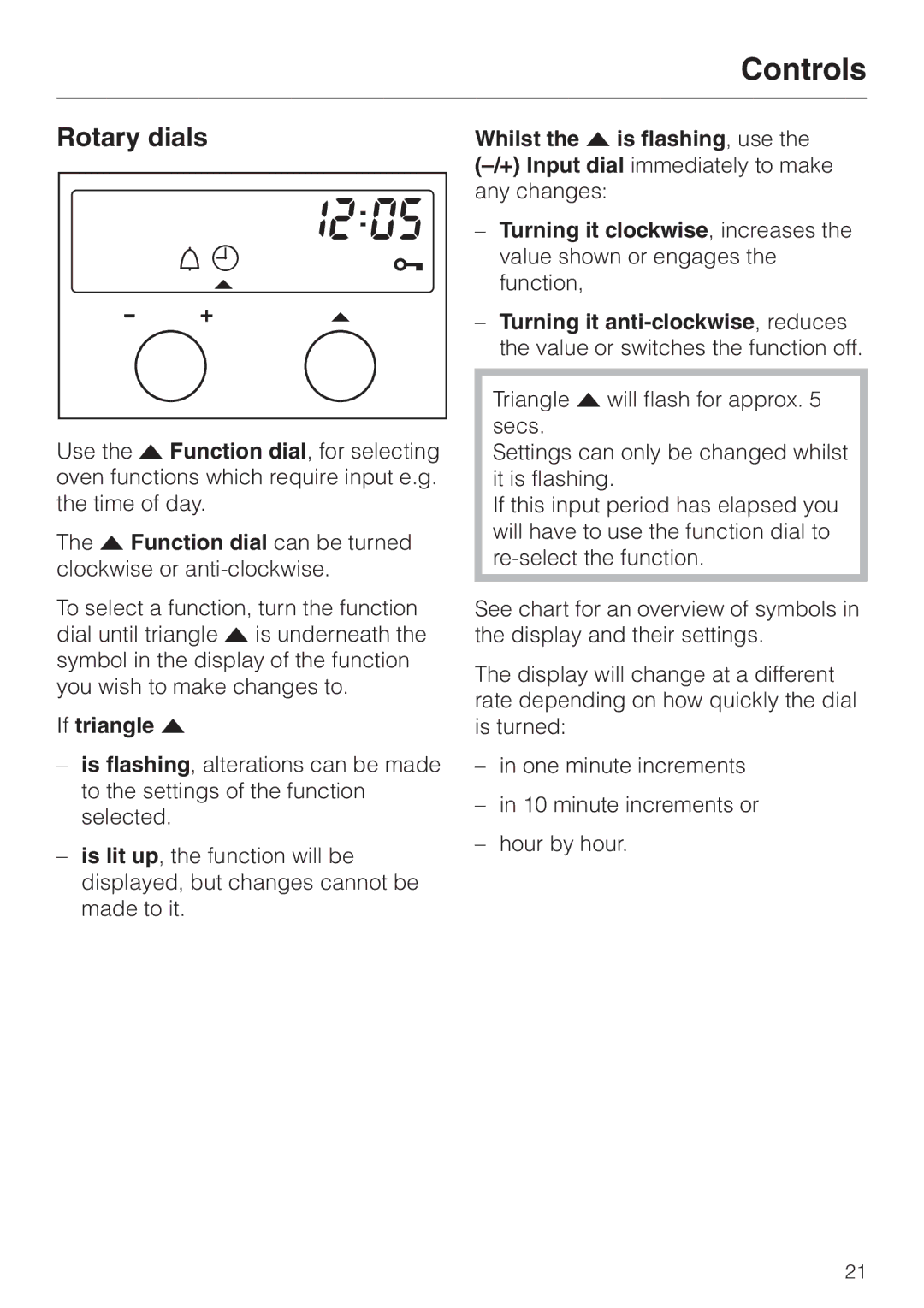 Miele H334B, H 344-2 B manual Rotary dials, If triangle 