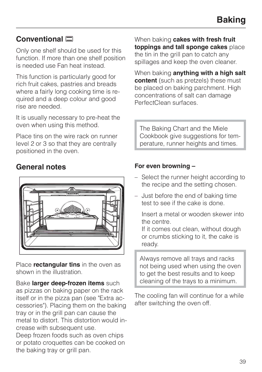 Miele H 387-1 B KAT manual Conventional a, General notes 