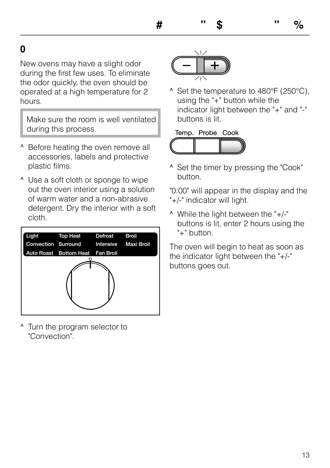 Miele H 387-1 BP KAT, H 387-2 BP KAT manual Before using for the first time, Heat the oven 