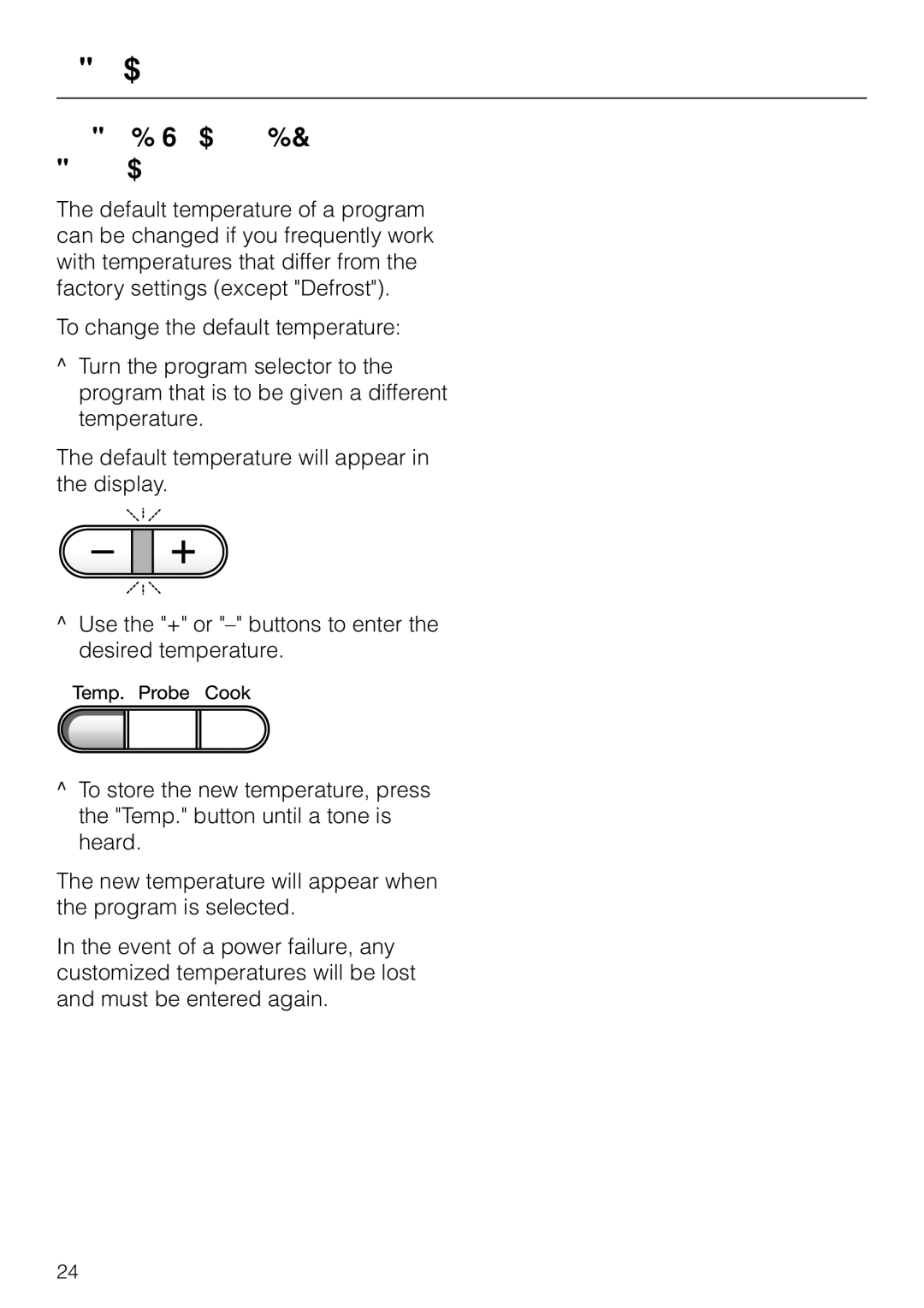 Miele H 387-2 BP KAT, H 387-1 BP KAT manual Customizing a temperature setting 