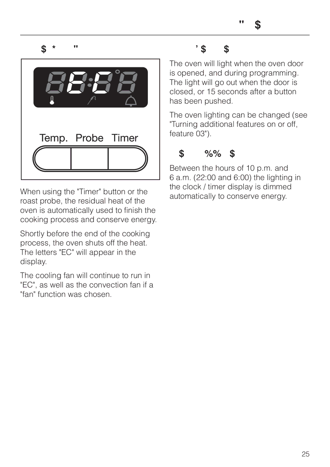 Miele H 387-1 BP KAT, H 387-2 BP KAT manual Energy-Conservation feature Oven lighting, Night dimming 