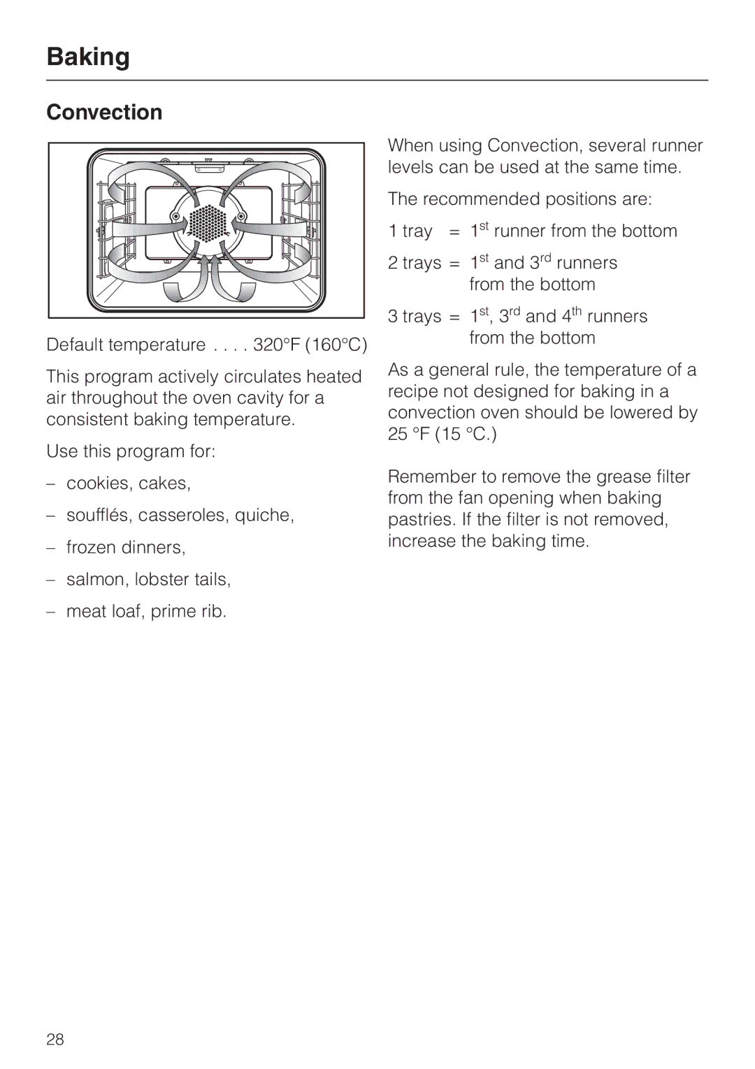 Miele H 387-2 BP KAT, H 387-1 BP KAT manual Baking, Convection 