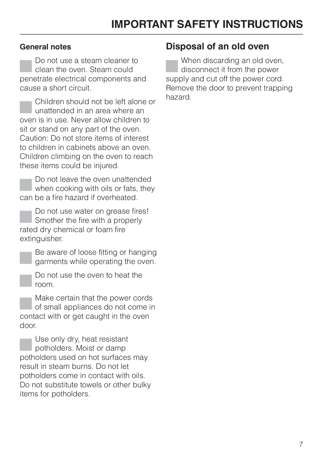 Miele H 387-1 BP KAT, H 387-2 BP KAT manual Disposal of an old oven, General notes 