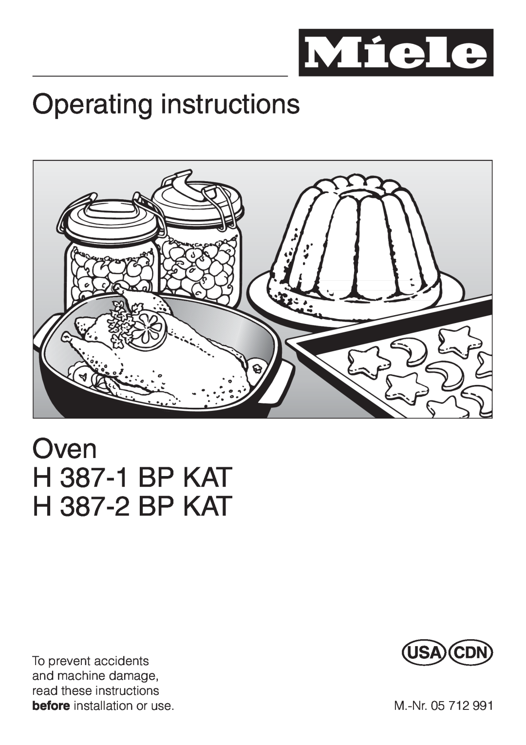 Miele H 387-1 BP KAT, H 387-2 BP KAT manual Operating instructions, Oven H 387-1BP KAT H 387-2BP KAT 