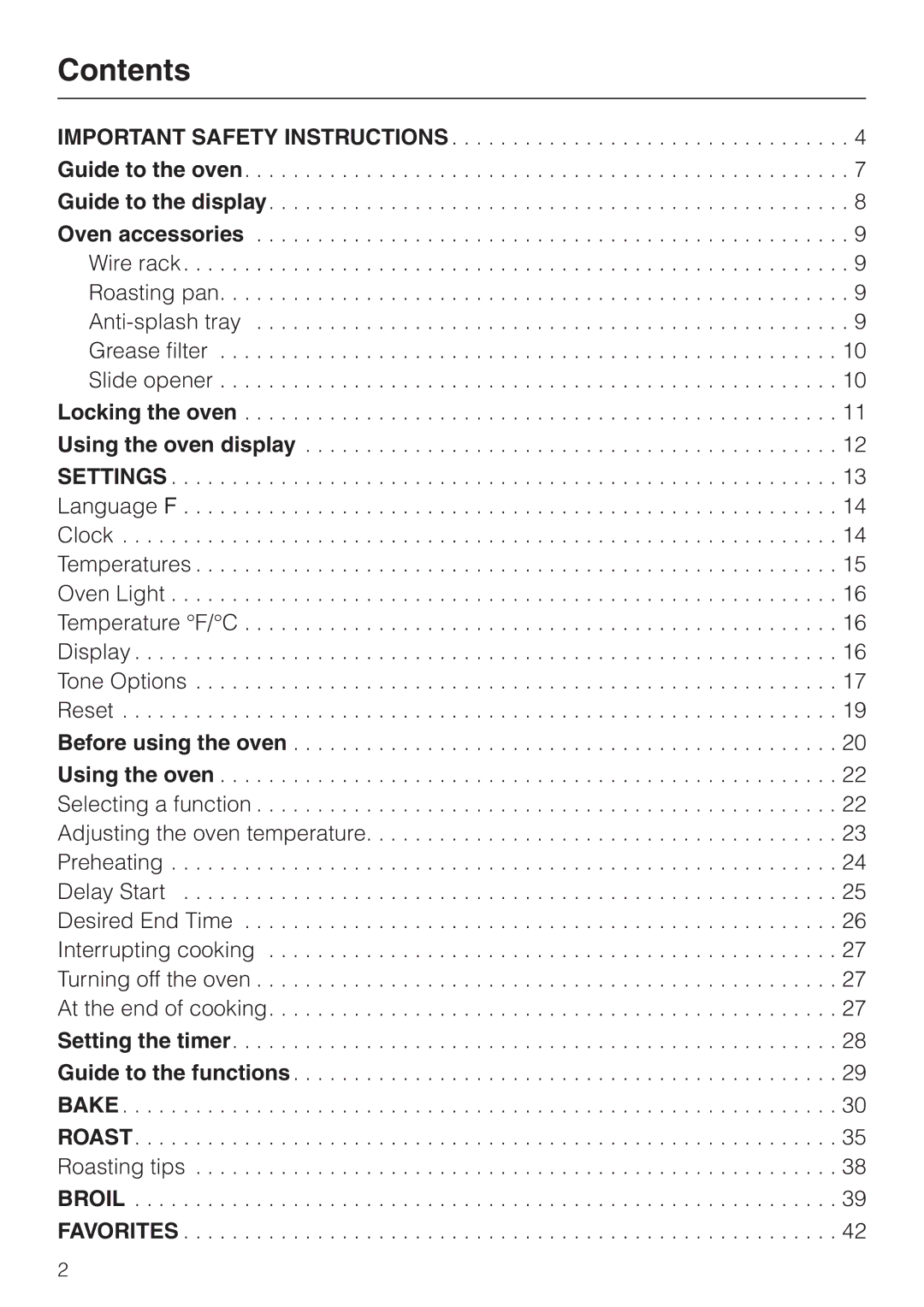 Miele H 394 manual Contents 