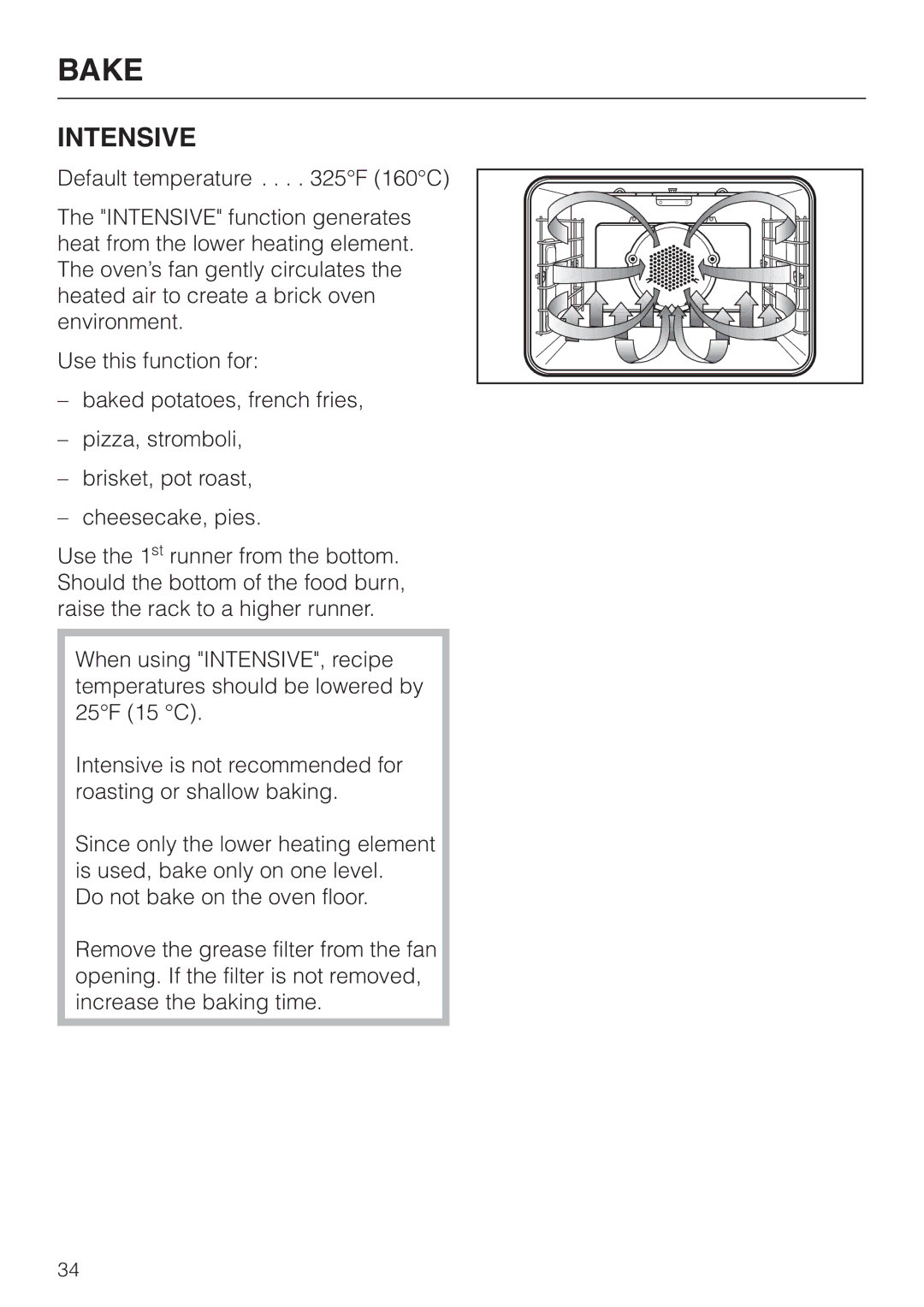 Miele H 394 manual Intensive 