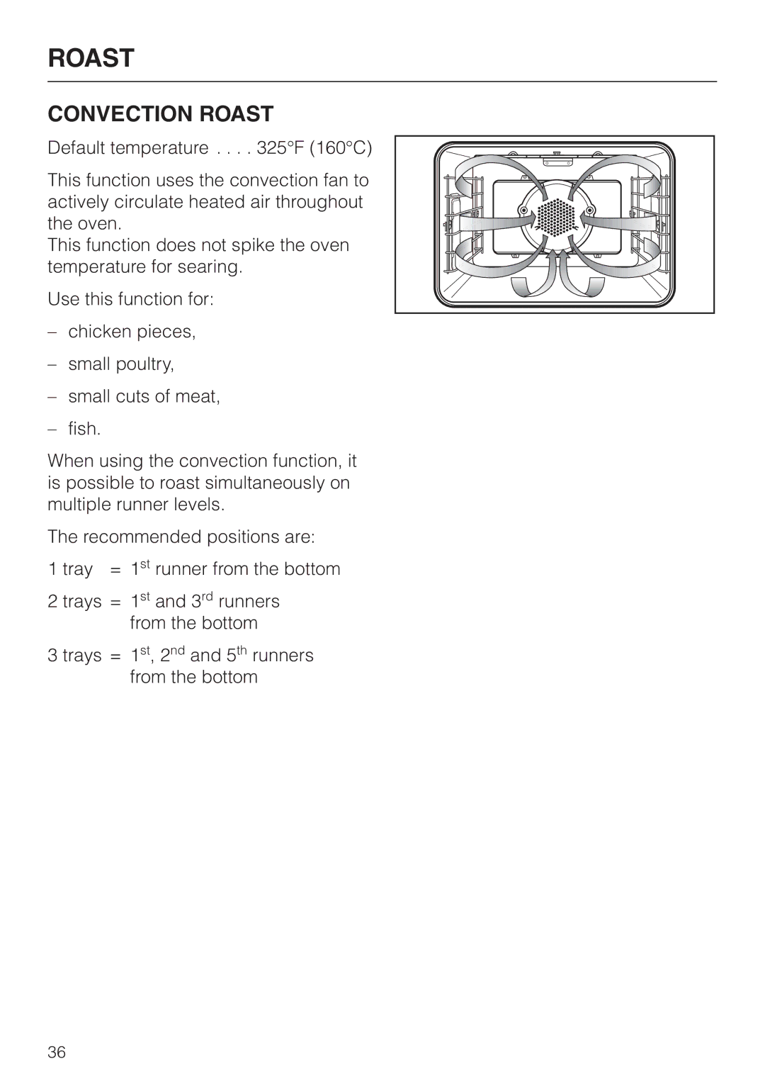 Miele H 394 manual Convection Roast 