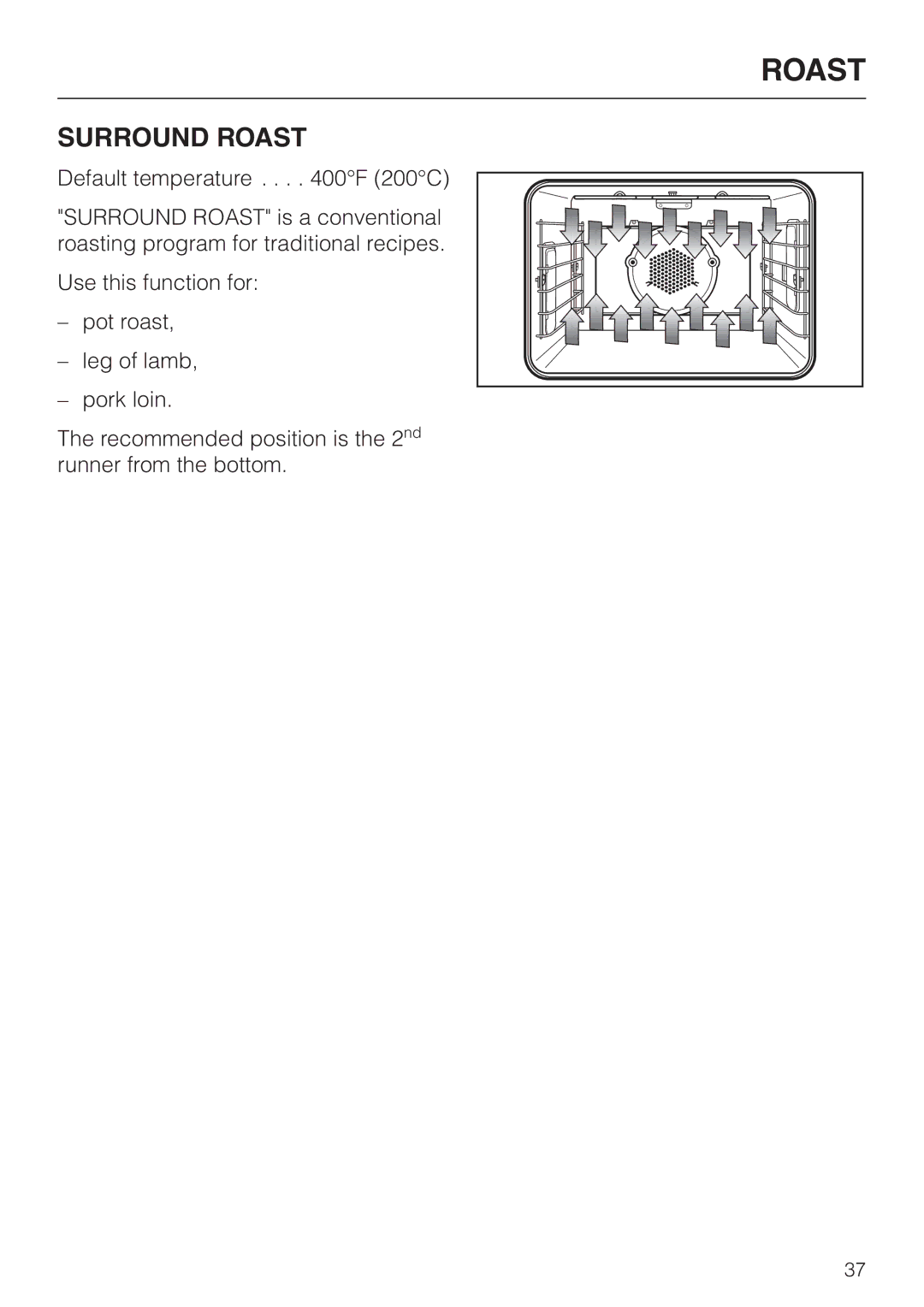 Miele H 394 manual Surround Roast 