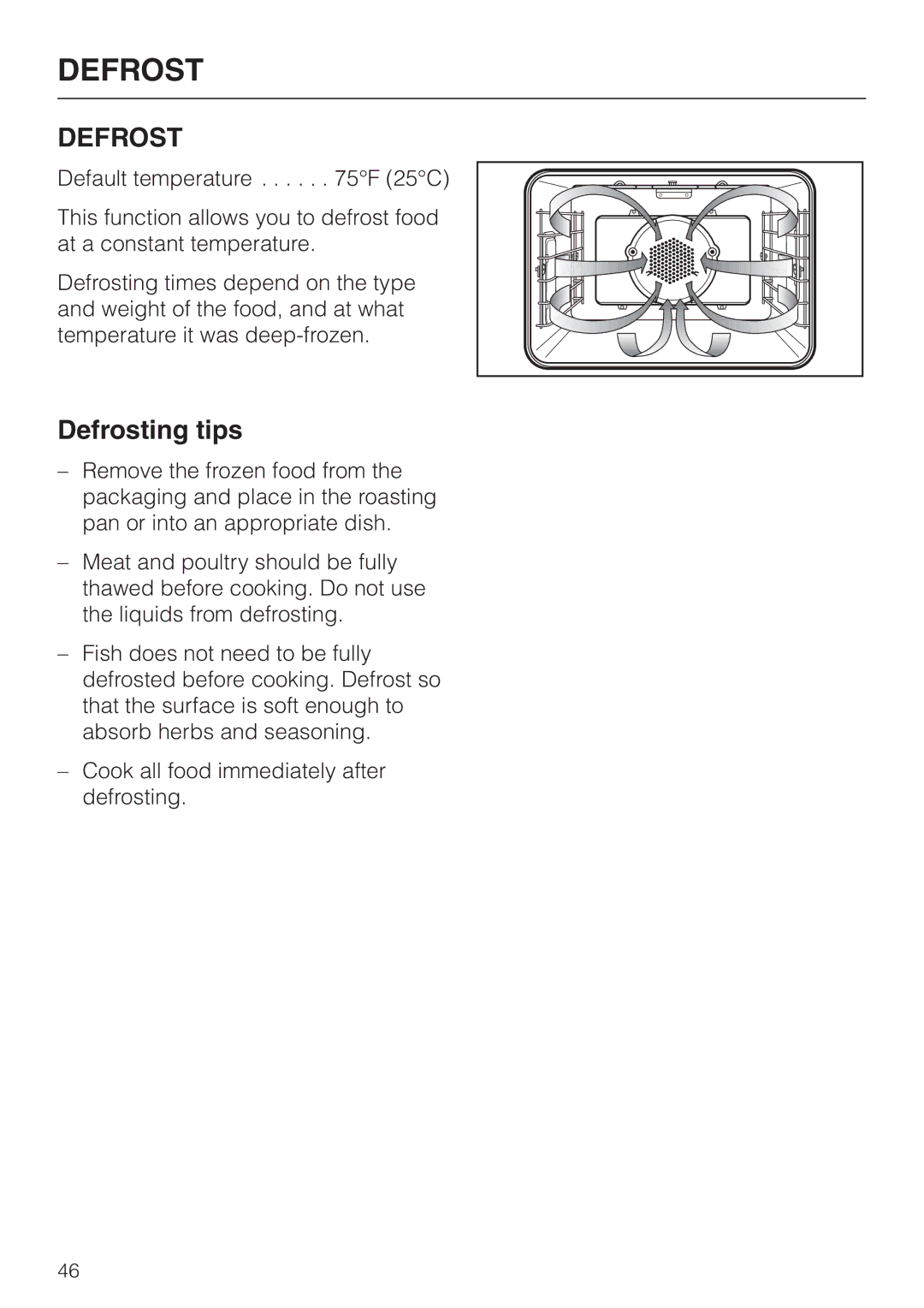 Miele H 394 manual Defrosting tips 