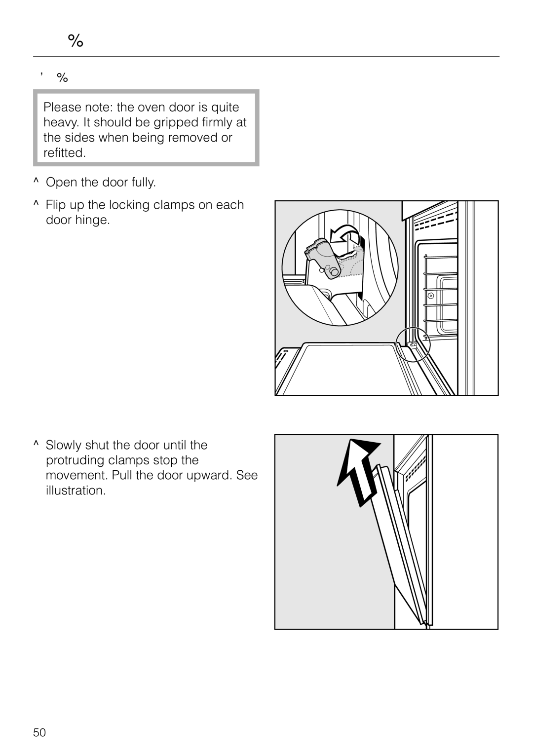 Miele H 394 manual Removing the oven door 