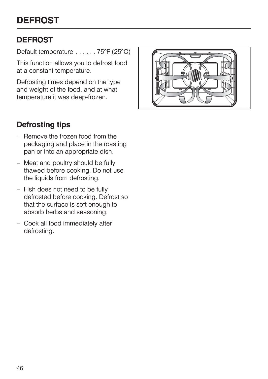 Miele H 394 manual Defrosting tips 
