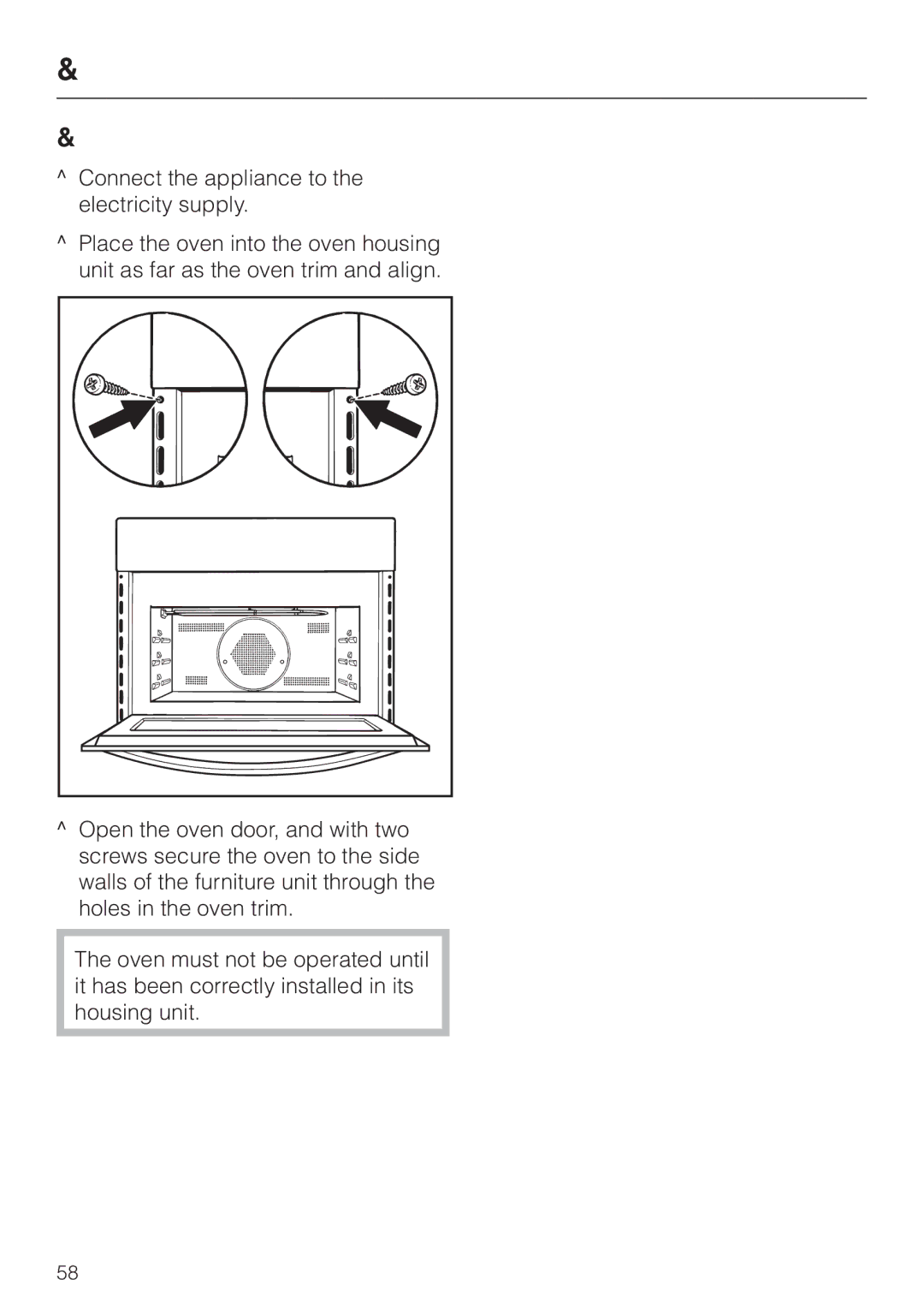 Miele H 4010 BM, H 4020 BM manual Installation 