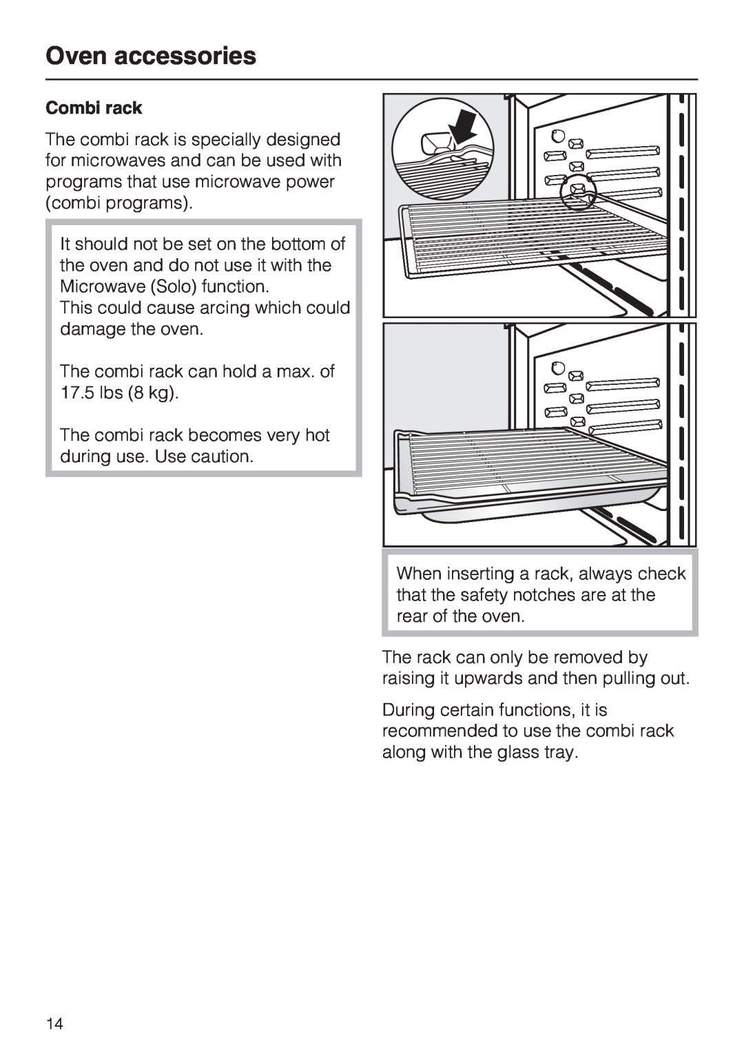 Miele H 4042 BM installation instructions Combi rack, Oven accessories 