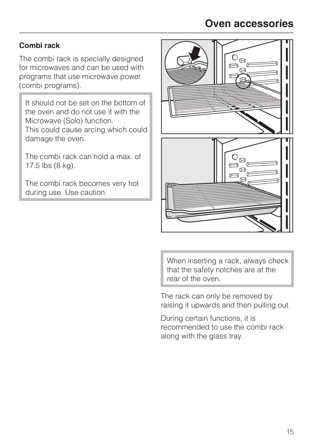 Miele H 4044 BM installation instructions Combi rack 