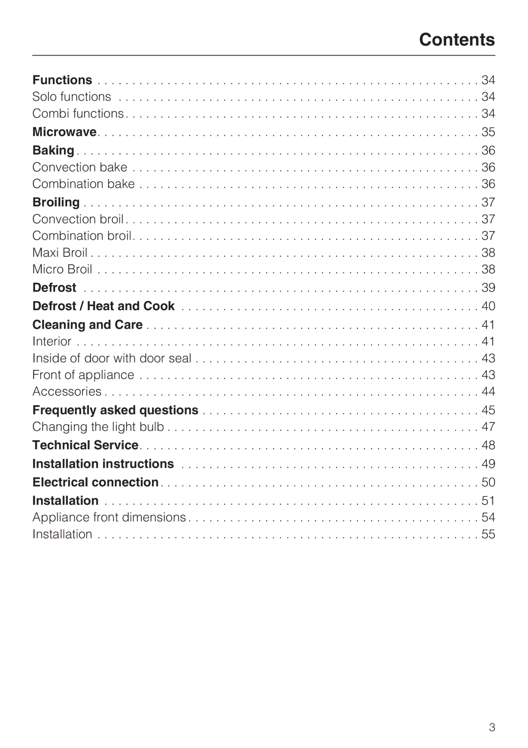 Miele H 4044 BM installation instructions Functions 