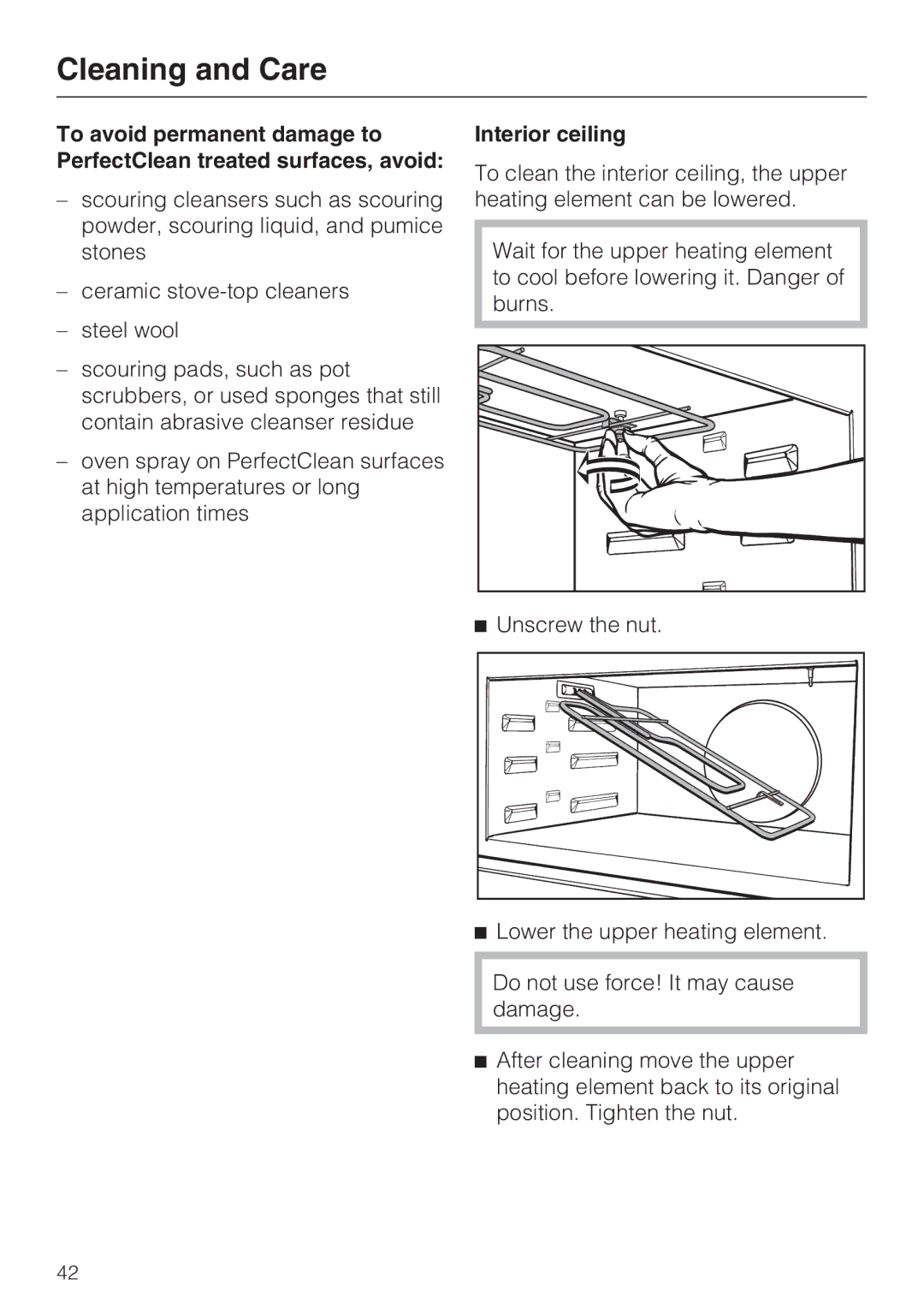 Miele H 4044 BM installation instructions Interior ceiling 