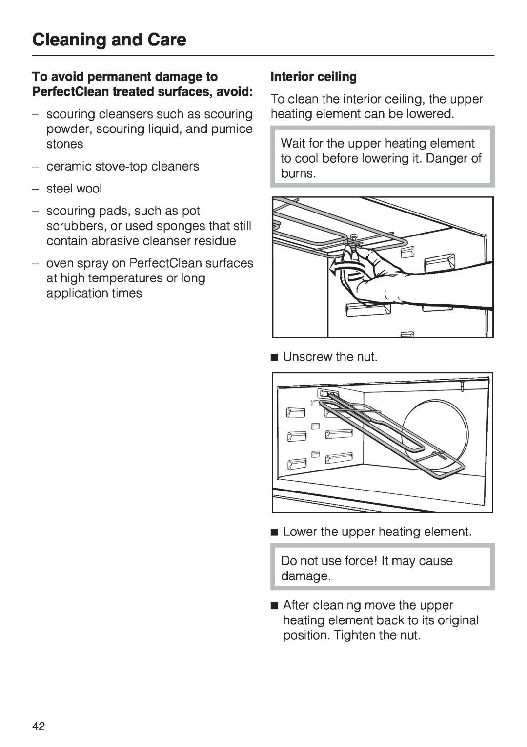 Miele H 4044 BM installation instructions Interior ceiling, Cleaning and Care 