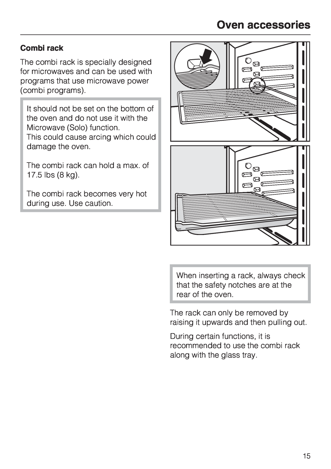 Miele H 4044 BM installation instructions Combi rack, Oven accessories 