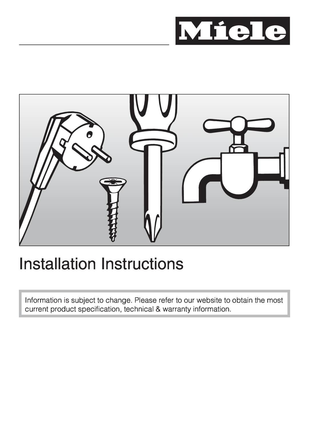 Miele H 4044 BM installation instructions Installation Instructions 