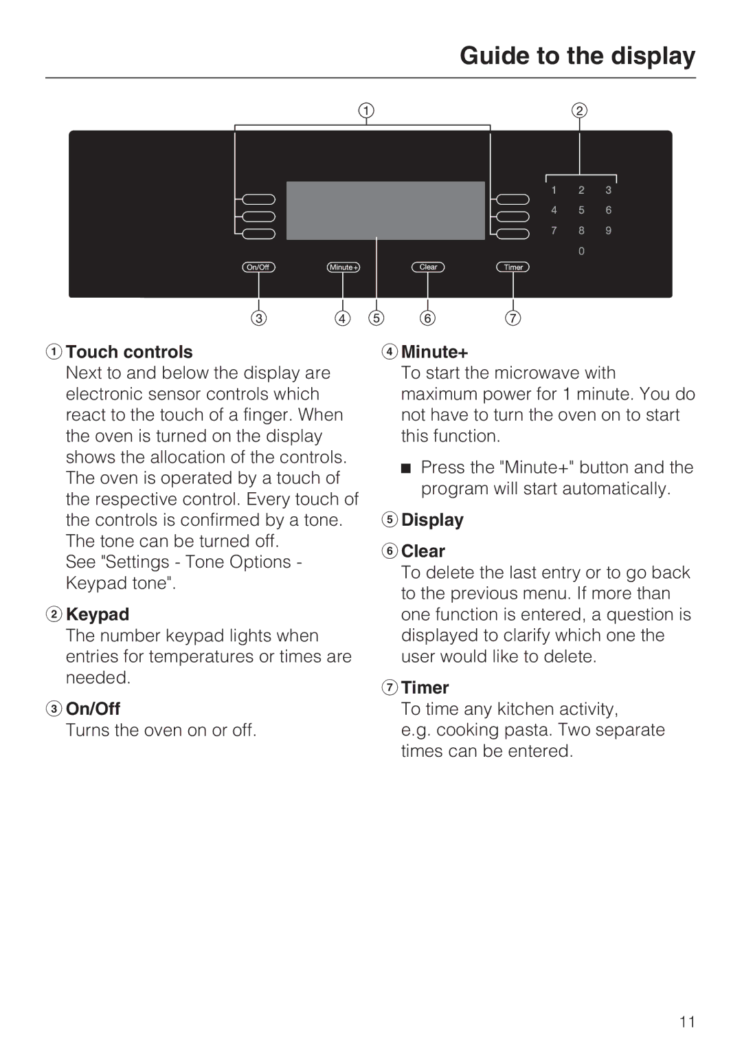 Miele H 4084 BM, H 4086 BM installation instructions Guide to the display 