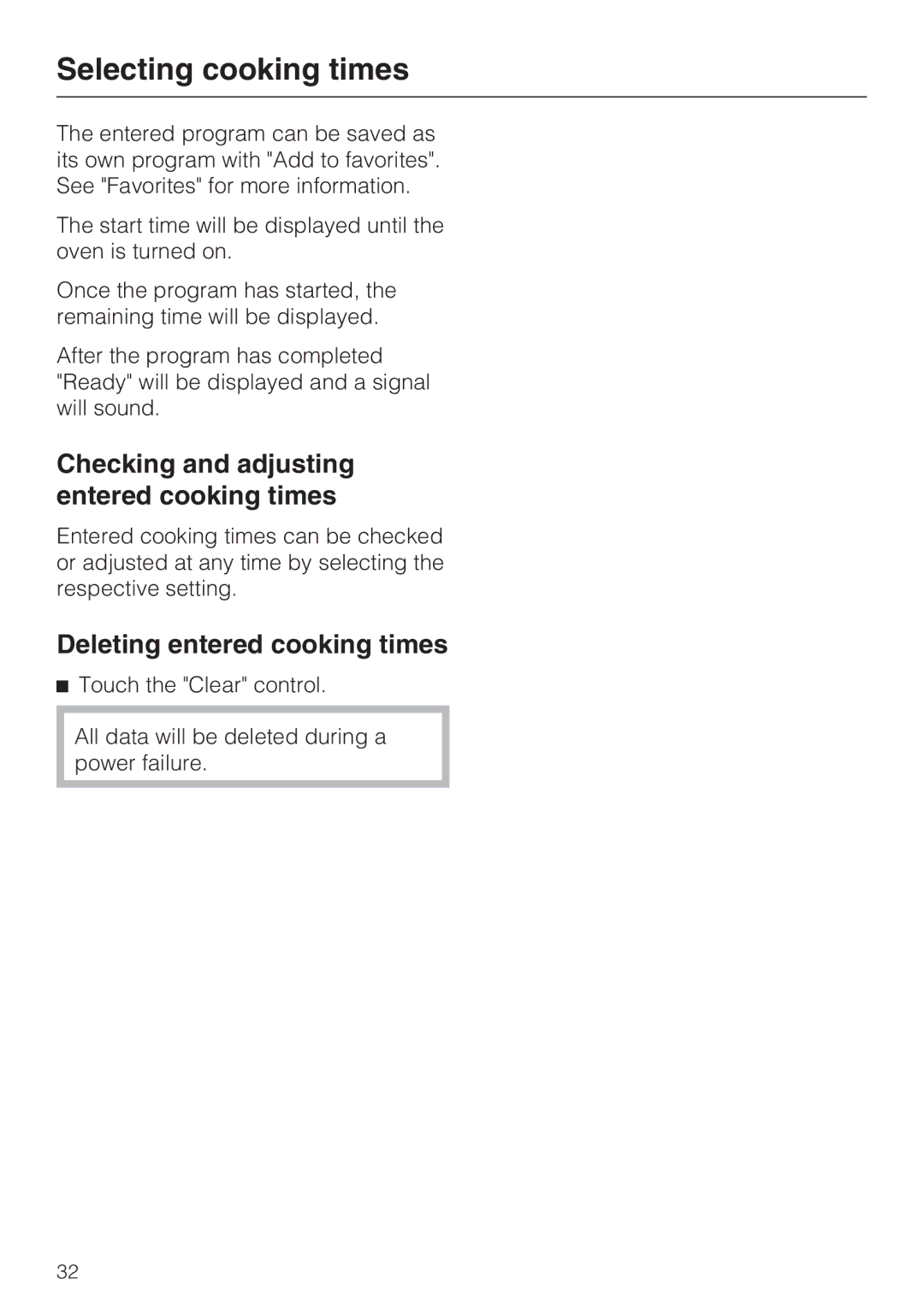 Miele H 4086 BM, H 4084 BM Checking and adjusting entered cooking times, Deleting entered cooking times 