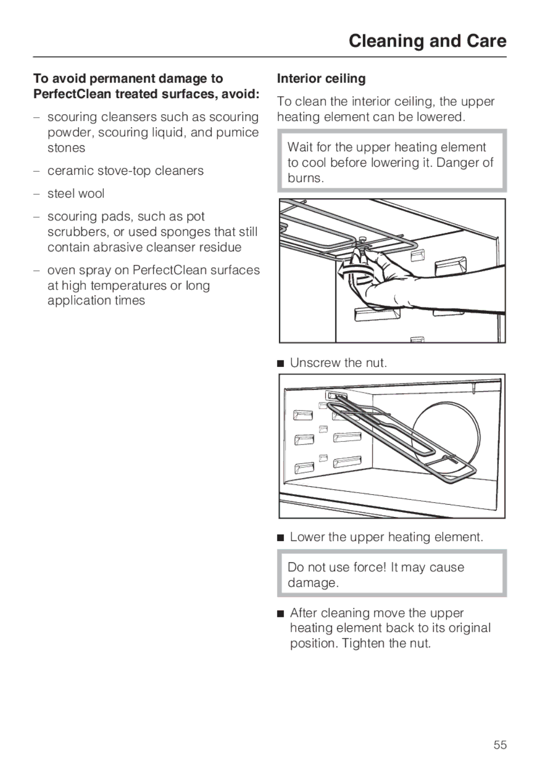 Miele H 4084 BM, H 4086 BM installation instructions Interior ceiling 