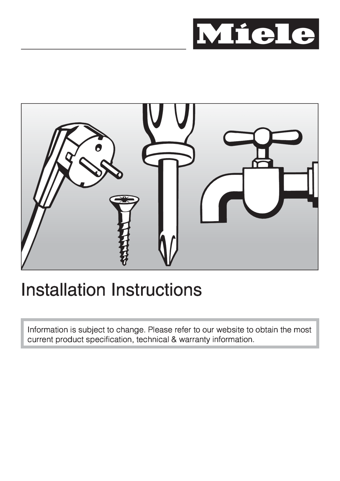 Miele H 4084 BM, H 4086 BM installation instructions Installation Instructions 
