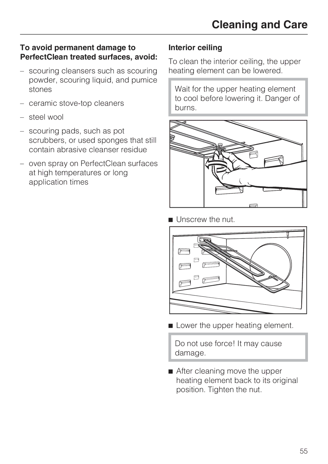 Miele H4082BM, H 4088 BM installation instructions Interior ceiling 