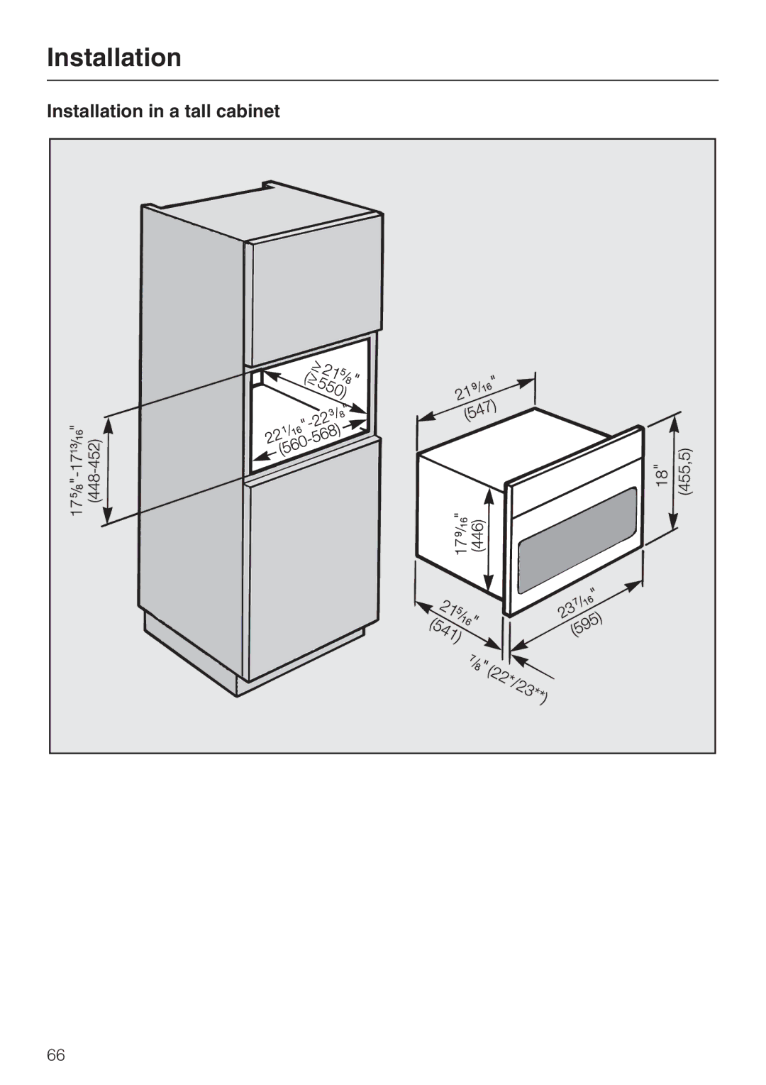 Miele H 4088 BM, H4082BM installation instructions Installation in a tall cabinet 